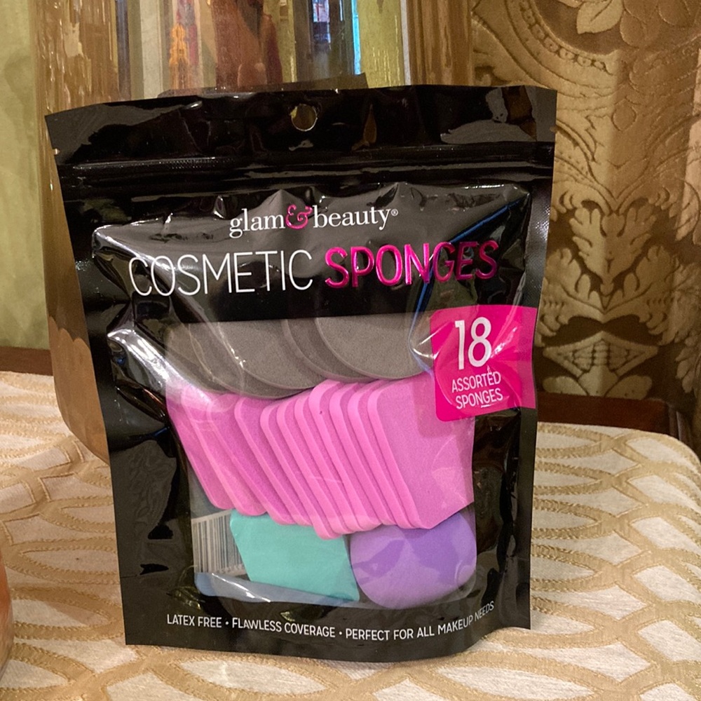 New in package Glam & Beauty latex free makeup sponges.